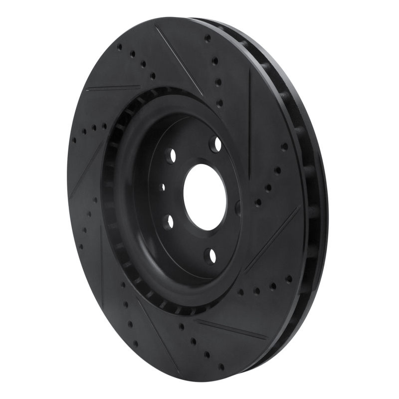 Buick Regal Brake Rotor (1) - Front Left - R1 Concepts - Drilled & Slotted - Black - `09-`17